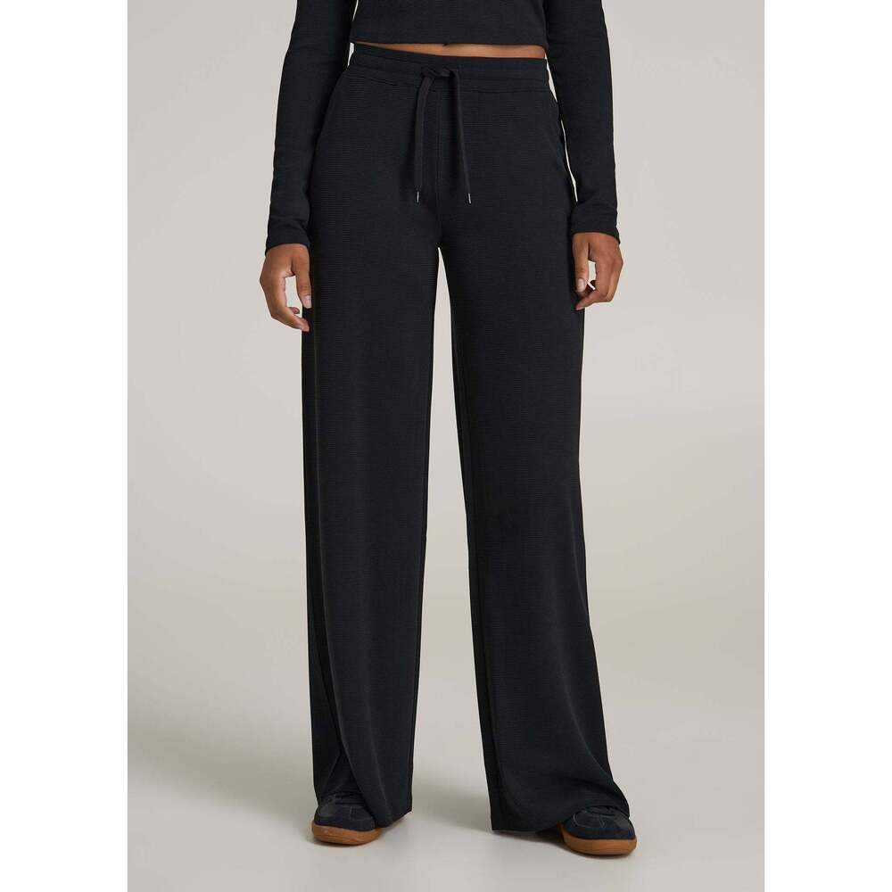 NWT American Tall Waffle Wide-Leg Pants in Black Size Large X-Long